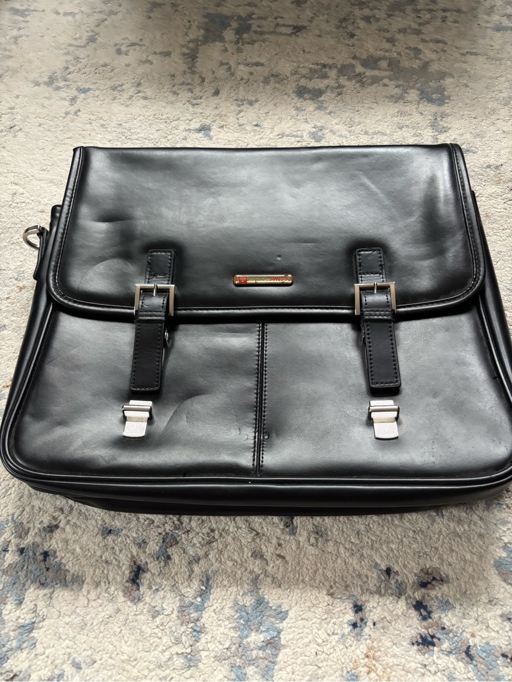 Alpine Swiss Black  Laptop Briefcases messenger bag
